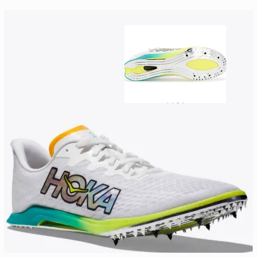 Hoka White and Teal Athletic Shoes